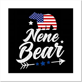 Nene Bear Patriotic Flag Matching 4th Of July Posters and Art